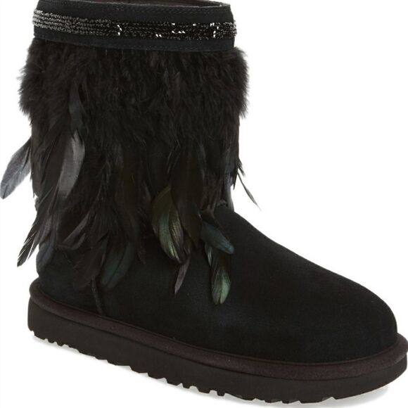 UGG Peacock Feather Swarovski Crystals Boots 6M - Picture 2 of 14